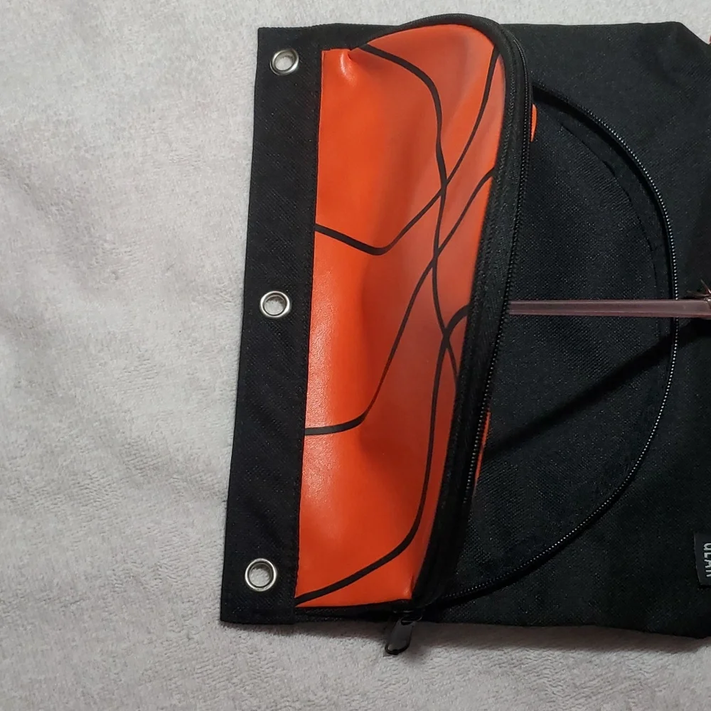 PEN+GEAR Black/Orange Basketball-Themed 3-Ring Binder Accessory-Pencils-EUC-OS